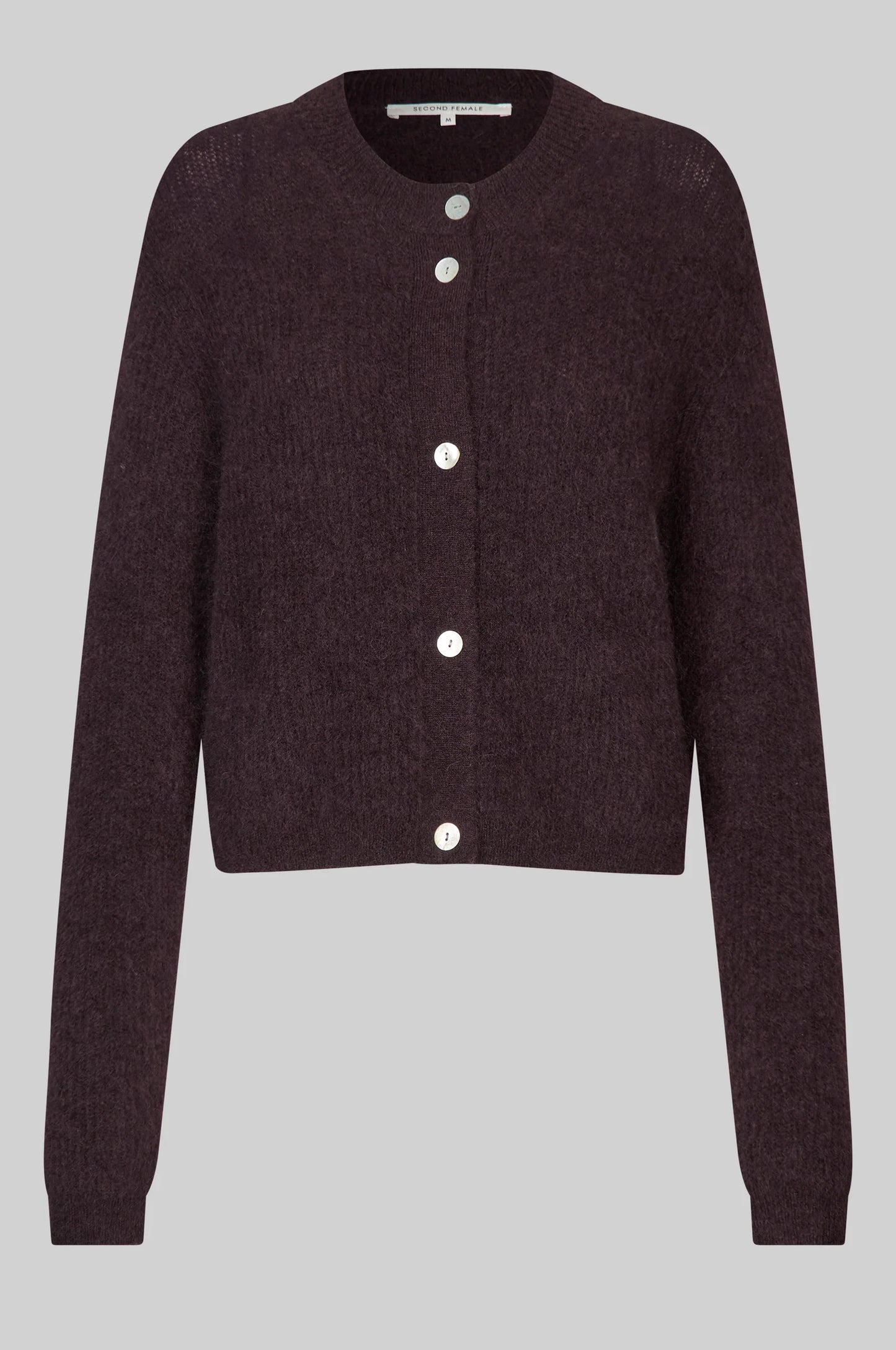 SECOND FEMALE | CHAQUETAS | MUJER | ANDREA KNIT RIB LS CARDIGAN CHOCOLATE PLUM | MARRÓN