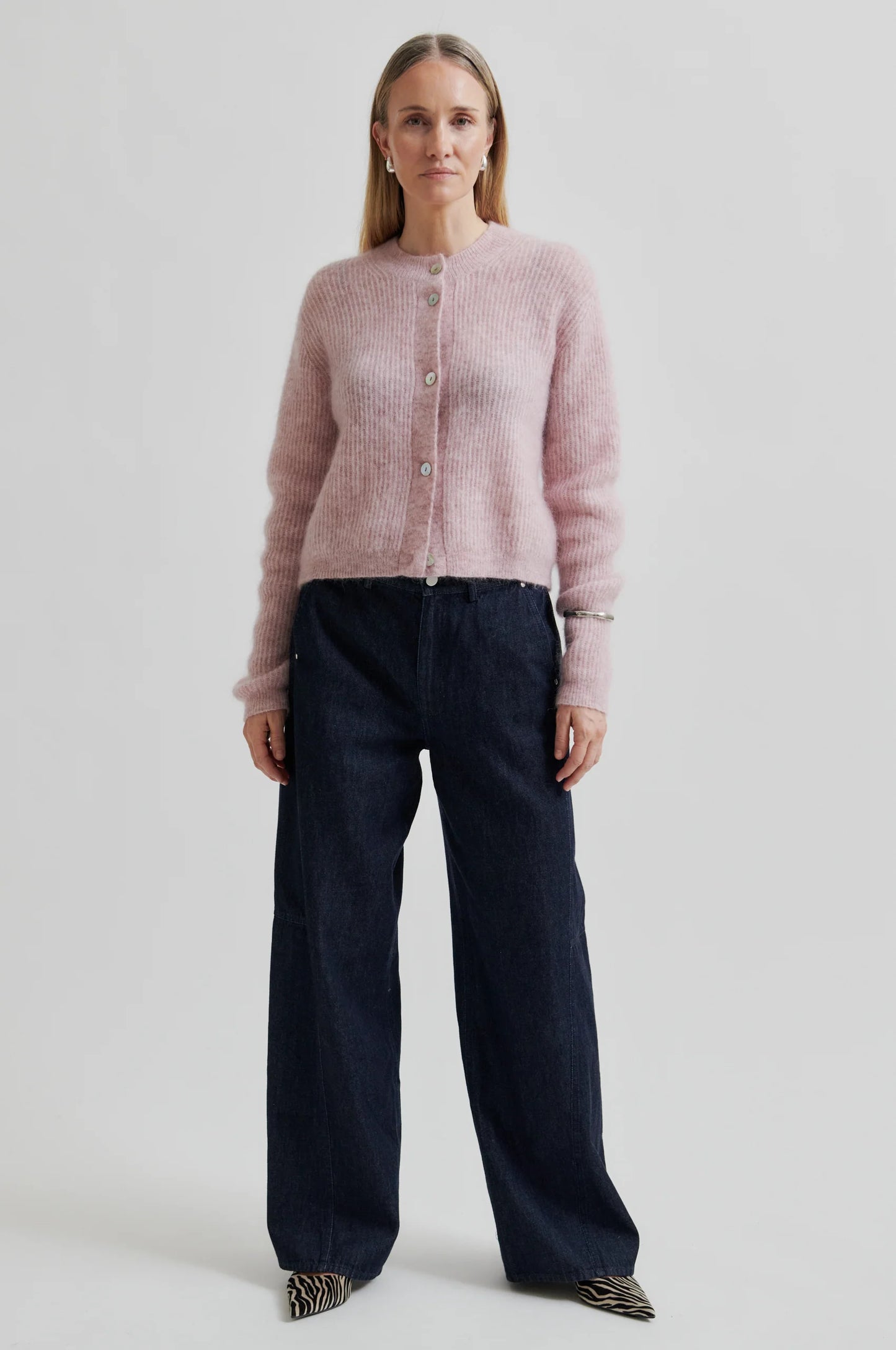 SECOND FEMALE | CHAQUETAS | MUJER | ANDREA KNIT RIB LS CARDIGAN SEPIA ROSE | ROSA