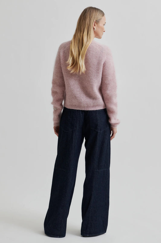 SECOND FEMALE | CHAQUETAS | MUJER | ANDREA KNIT RIB LS CARDIGAN SEPIA ROSE | ROSA