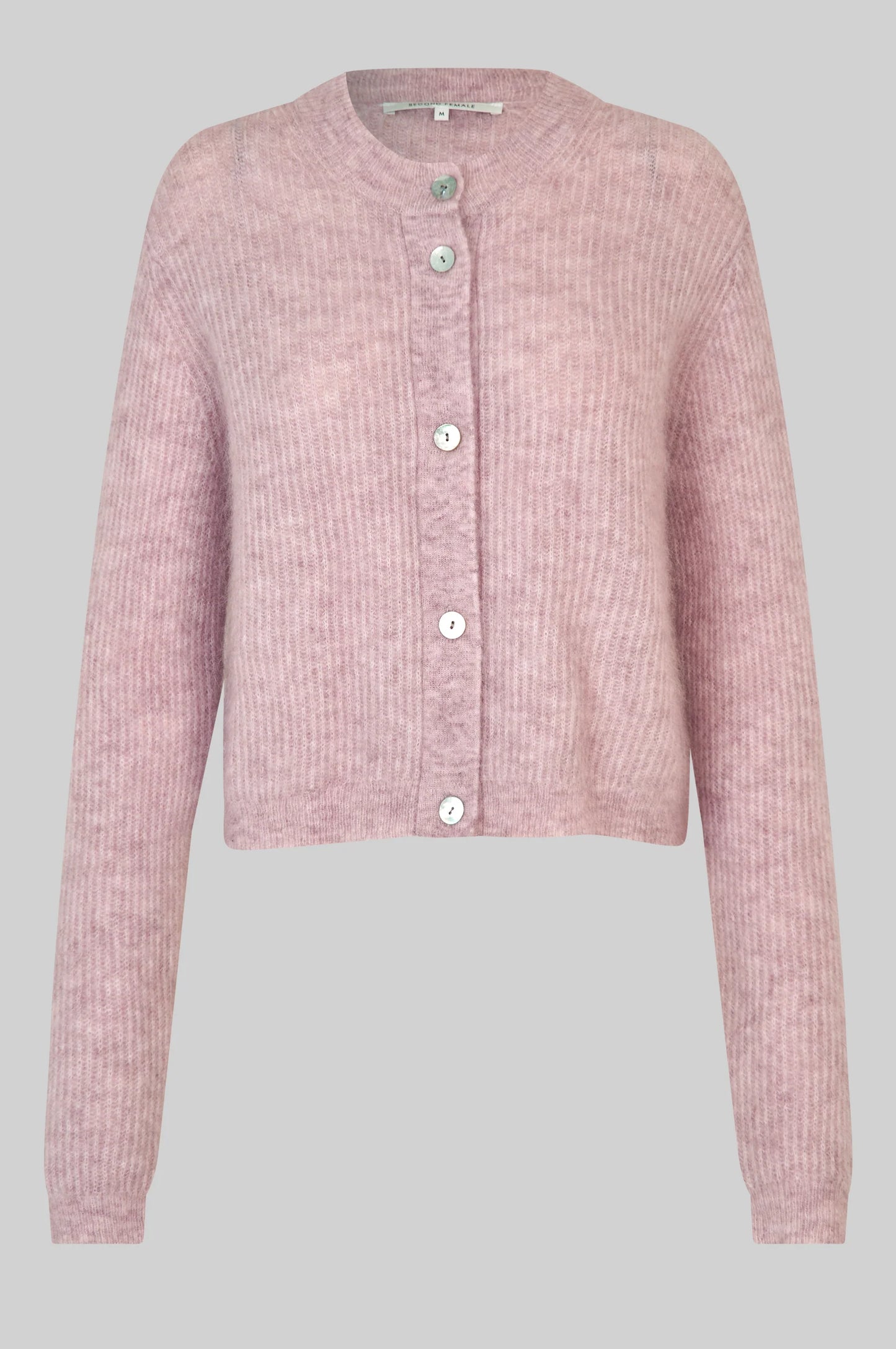 SECOND FEMALE | CHAQUETAS | MUJER | ANDREA KNIT RIB LS CARDIGAN SEPIA ROSE | ROSA