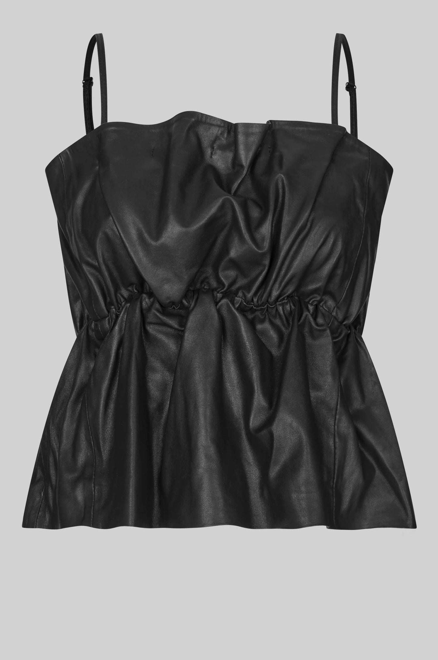 SECOND FEMALE | TOP | MUJER | COVA LEATHER TOP BLACK | NEGRO