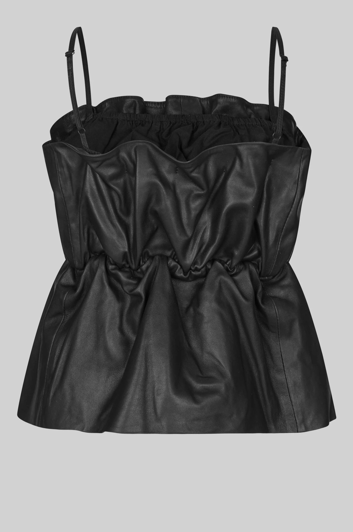 SECOND FEMALE | TOP | MUJER | COVA LEATHER TOP BLACK | NEGRO