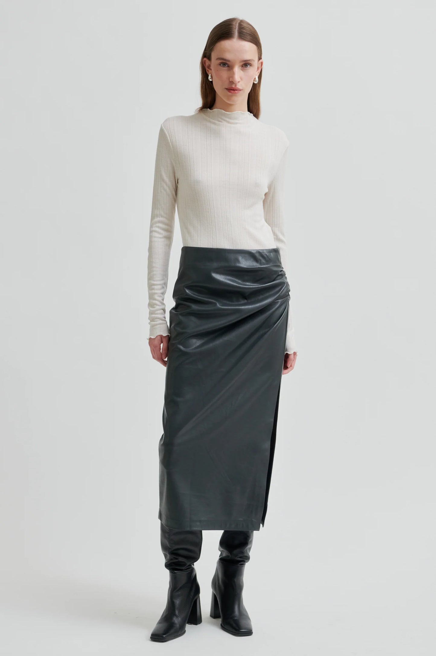 SECOND FEMALE | FALDA | MUJER | SEERIE SKIRT BLACK SAND | GRIS