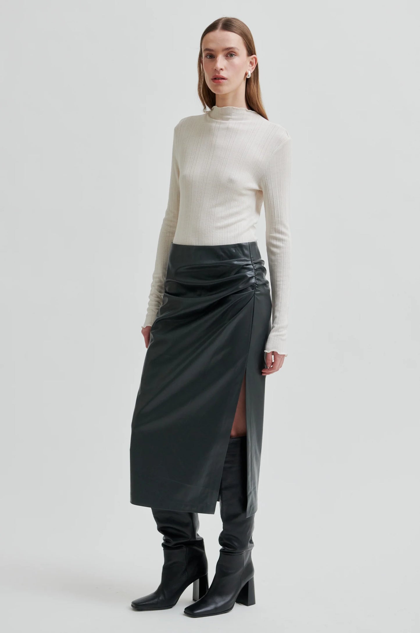 SECOND FEMALE | FALDA | MUJER | SEERIE SKIRT BLACK SAND | GRIS