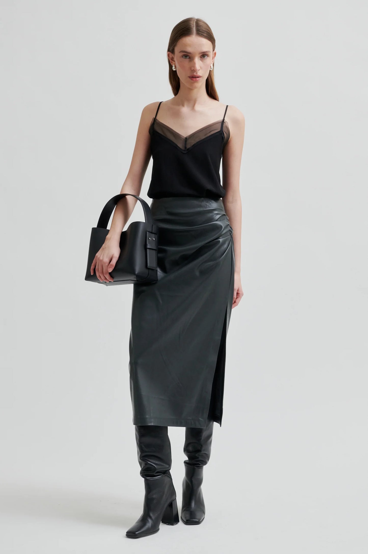 SECOND FEMALE | FALDA | MUJER | SEERIE SKIRT BLACK SAND | GRIS