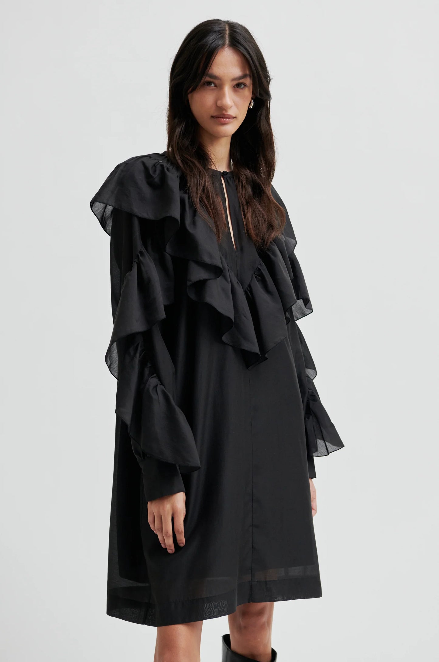 SECOND FEMALE | VESTIDOS | MUJER | DREAM RUFFLE DRESS BLACK | NEGRO