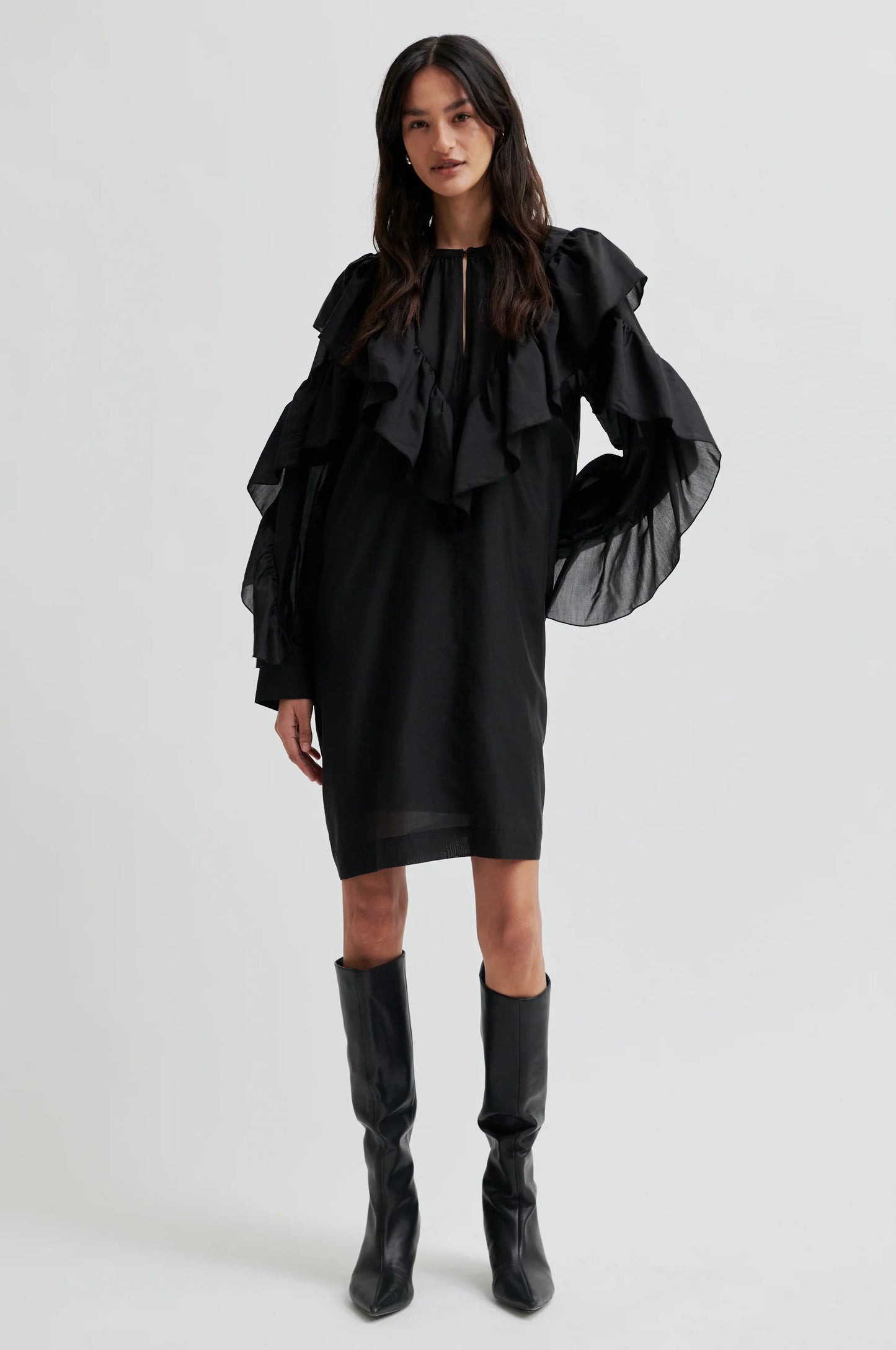 SECOND FEMALE | VESTIDOS | MUJER | DREAM RUFFLE DRESS BLACK | NEGRO