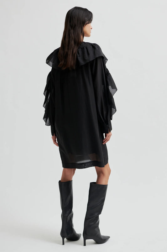 SECOND FEMALE | VESTIDOS | MUJER | DREAM RUFFLE DRESS BLACK | NEGRO
