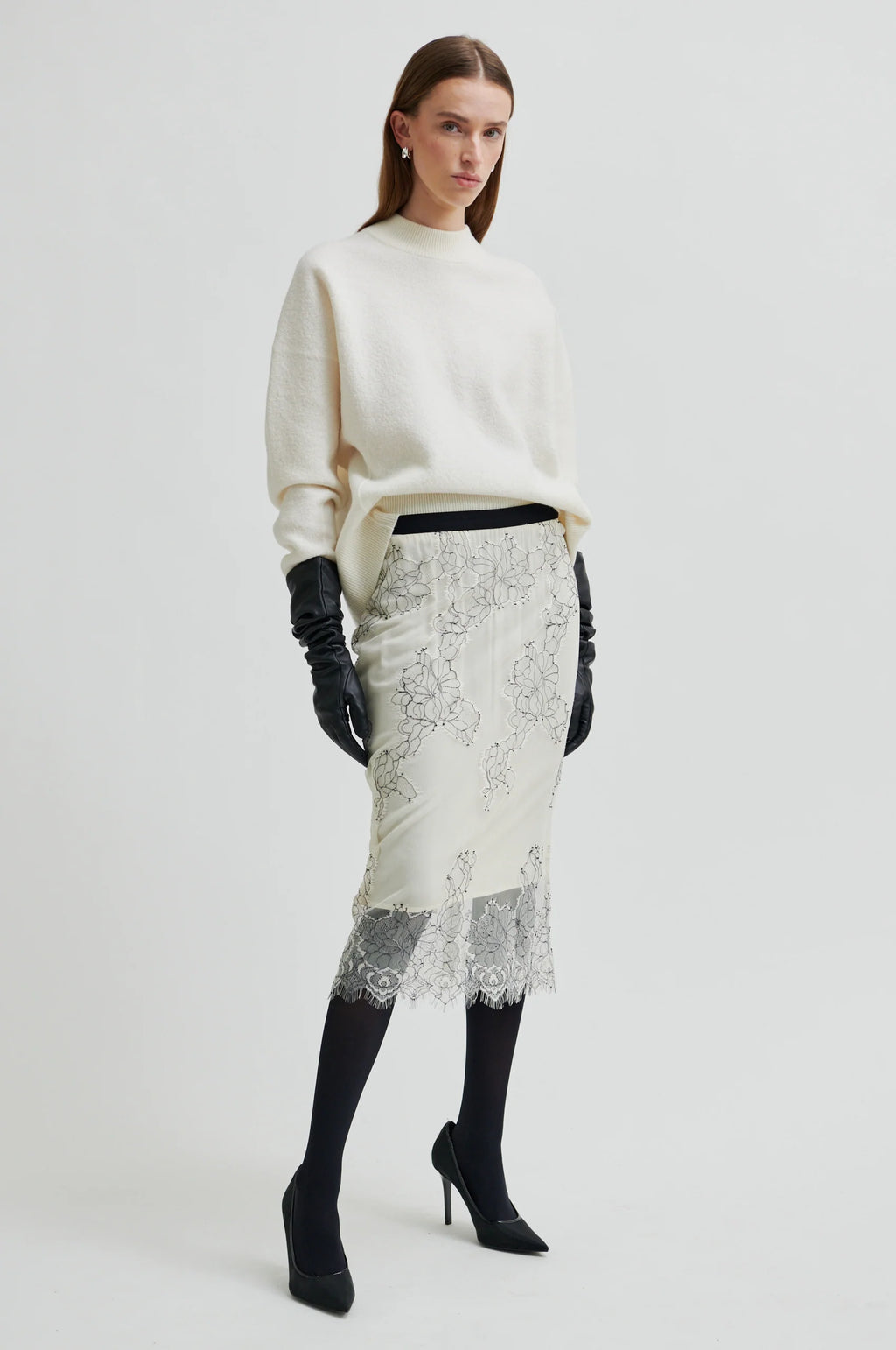 SECOND FEMALE | FALDA | MUJER | WILA LACE SKIRT TOFU | BEIGE