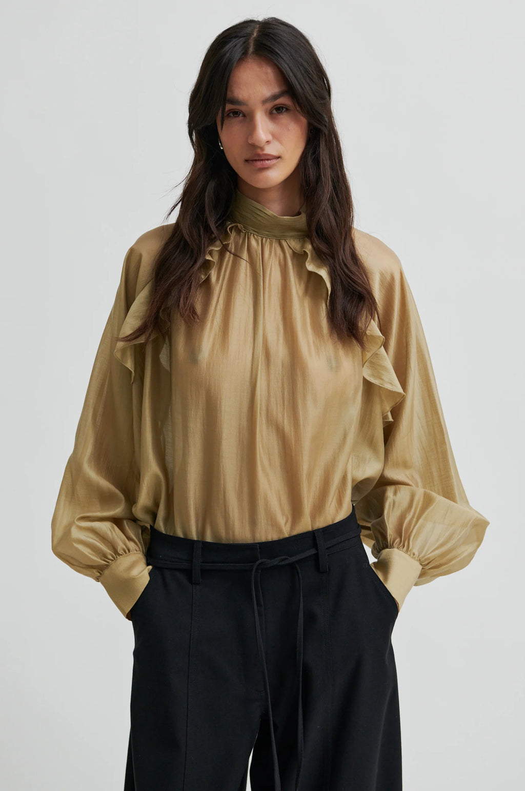 SECOND FEMALE Kannika Blouse KELP: beige Bluse für Damen