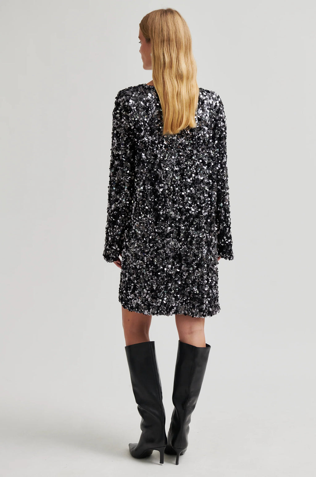 SECOND FEMALE | VESTIDO | MUJER | SHINY MINI DRESS GUNGREY METAL | GRIS