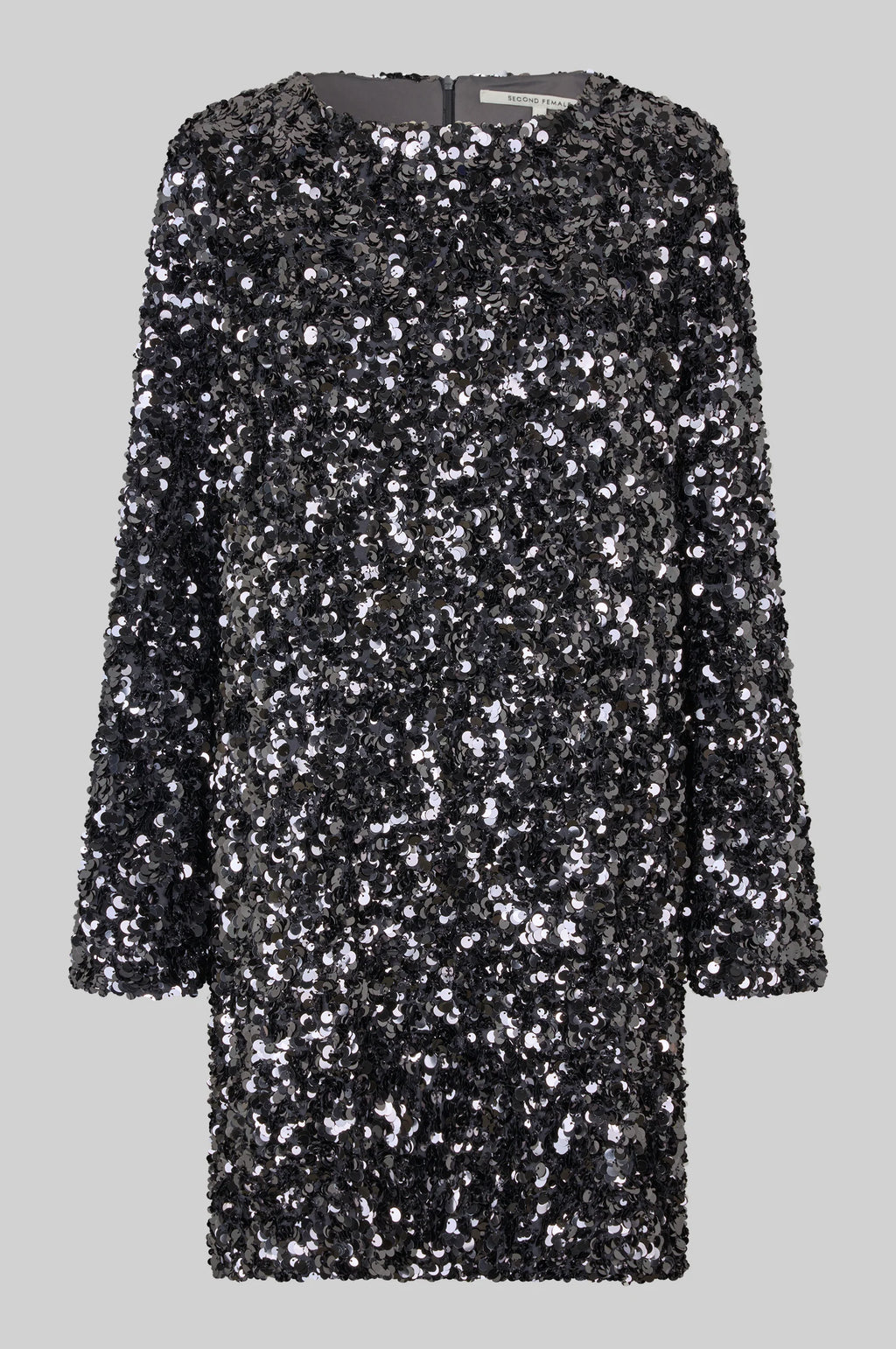 SECOND FEMALE | VESTIDO | MUJER | SHINY MINI DRESS GUNGREY METAL | GRIS