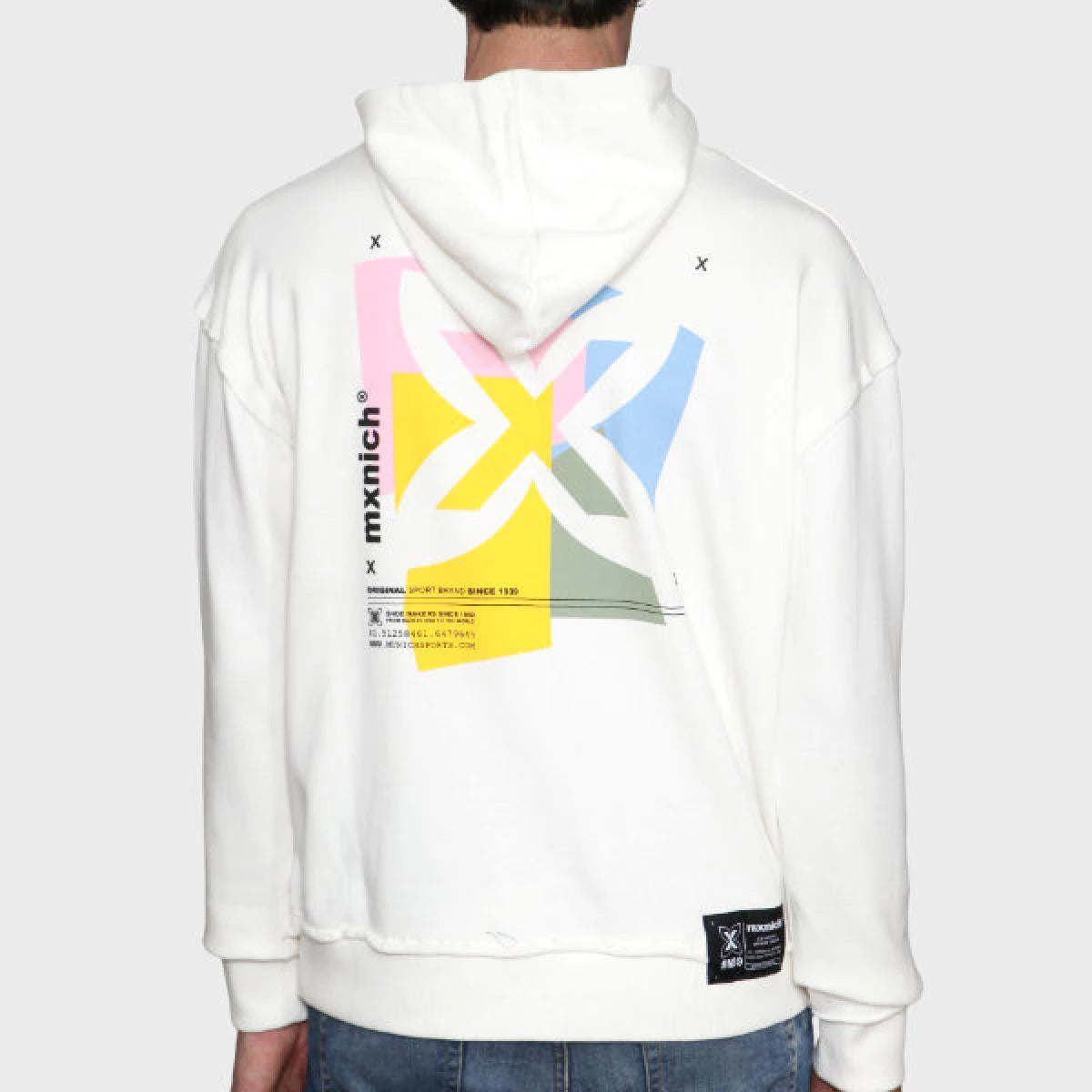 MUNICH Hoodie Mosaic: white sweatshirt for men