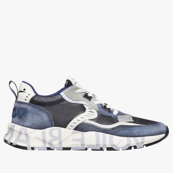 VOILE BLANCHE | SNEAKERS | MAN | CLUB01. SUEDE/NET/NYLON BLEU-WHITE-AZURE