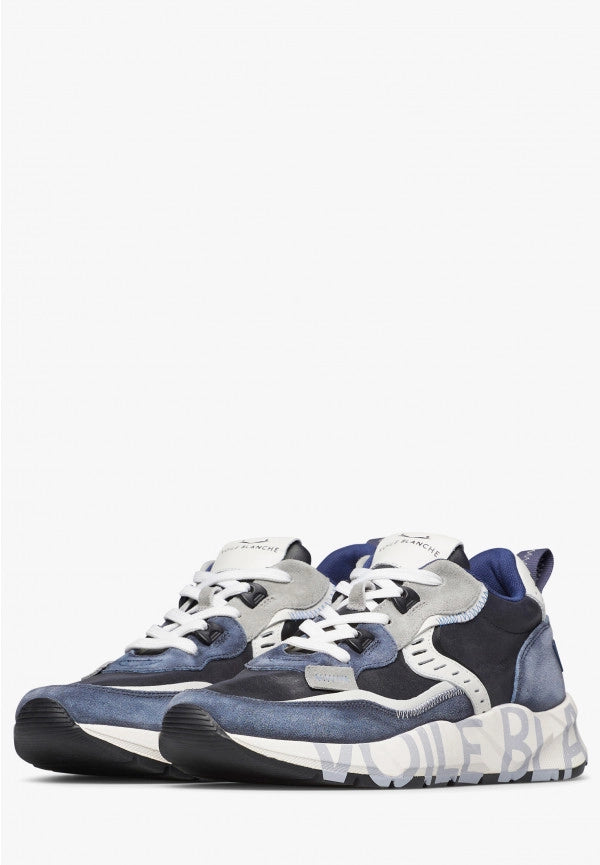VOILE BLANCHE | SNEAKERS | MAN | CLUB01. SUEDE/NET/NYLON BLEU-WHITE-AZURE