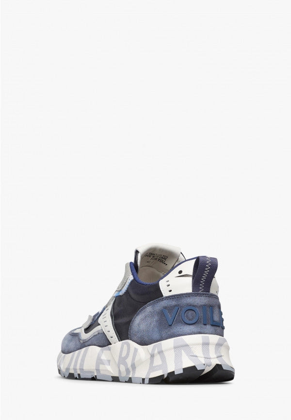 VOILE BLANCHE | SNEAKERS | MAN | CLUB01. SUEDE/NET/NYLON BLEU-WHITE-AZURE