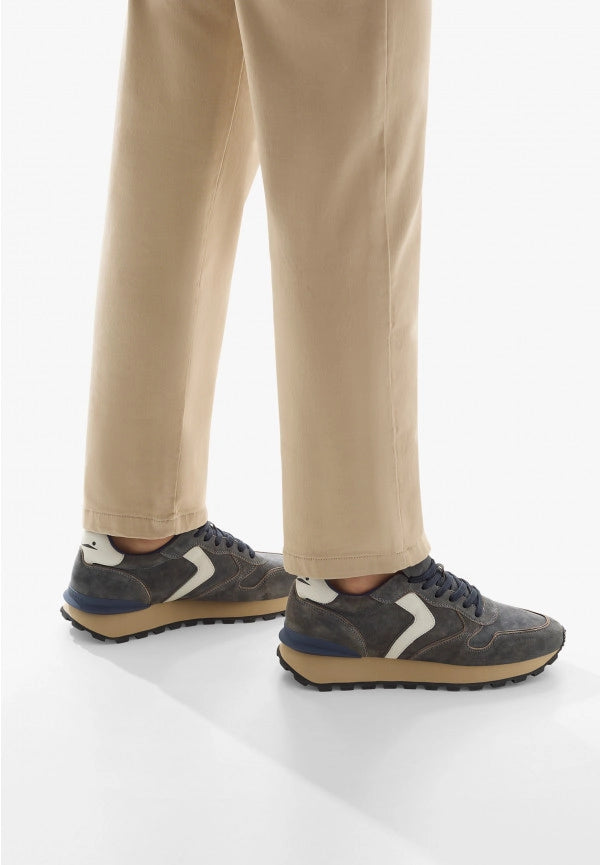 VOILE BLANCHE | SNEAKERS | HOMBRE | PARIS RACE MAN W. SHADOWED VELVET LEATHER BLUE | AZUL