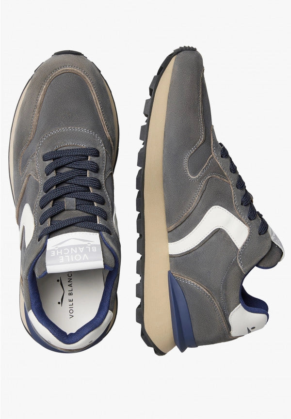 VOILE BLANCHE | SNEAKERS | HOMBRE | PARIS RACE MAN W. SHADOWED VELVET LEATHER BLUE | AZUL