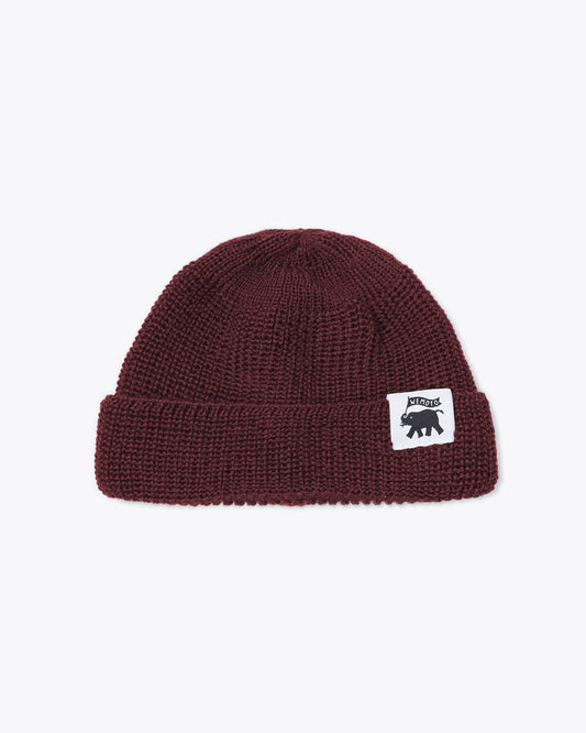Gorras de la marca Wemoto Unisex modelo Wale en color Wool Fisherman Short Beanie (Burdeos)
