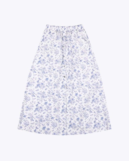 WEMOTO | WOMEN'S SKIRT | ODILE POPLIN WHITE BLUE | BLUE