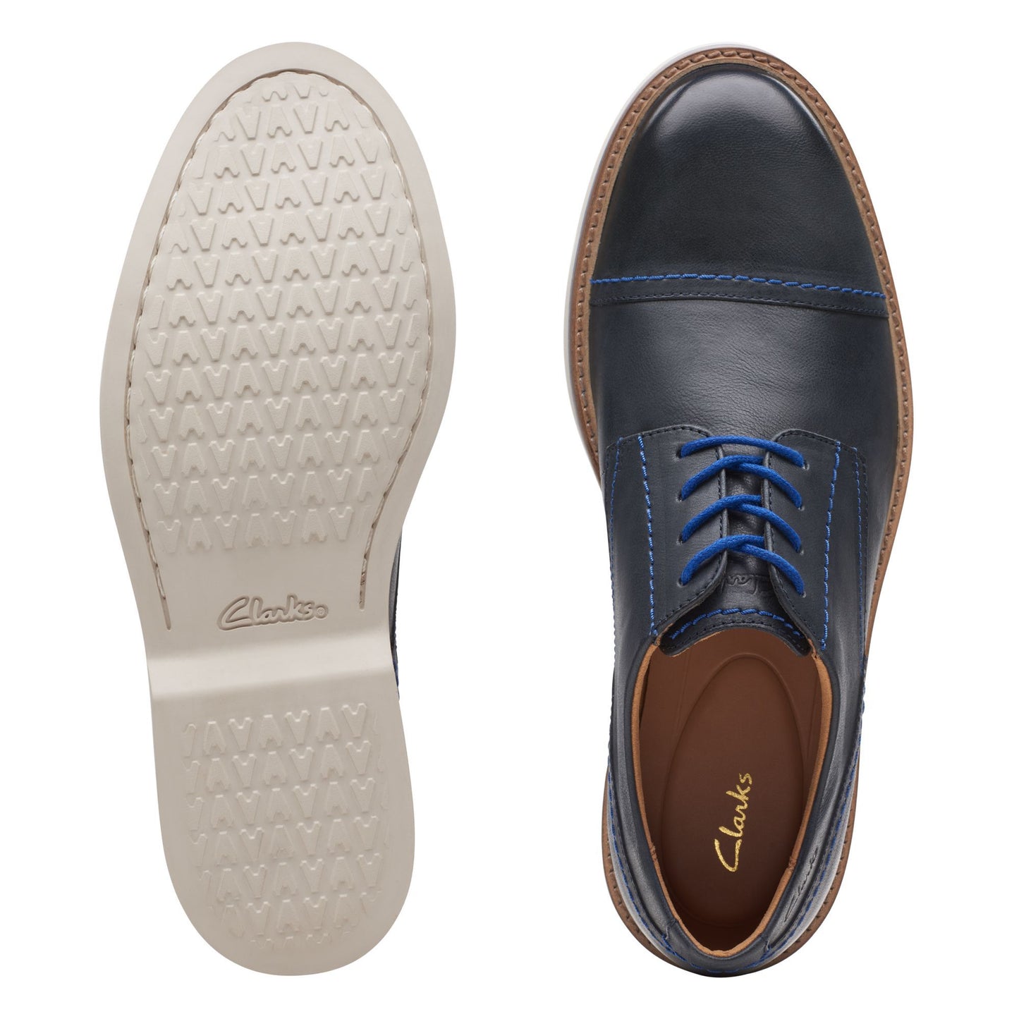Zapatos Derby De La Marca Clarks Para Hombre Modelo Atticus Lt Cap Navy LeatherEn Color Azul