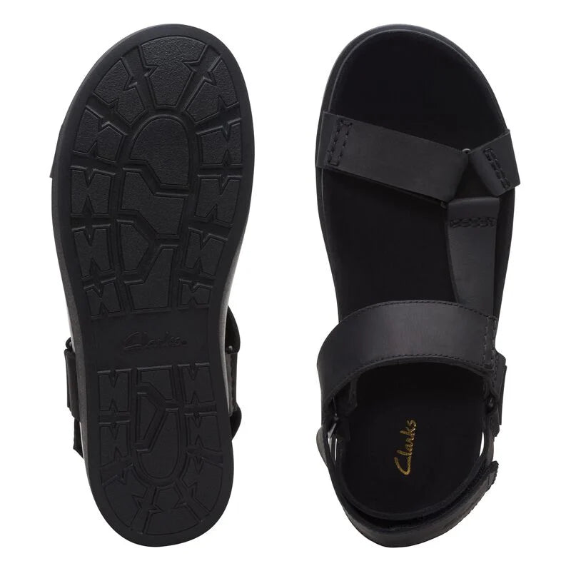 Sandalias Con Tiras De La Marca Clarks Para Hombre Modelo Sunder Range Black Leather En Color Negro
