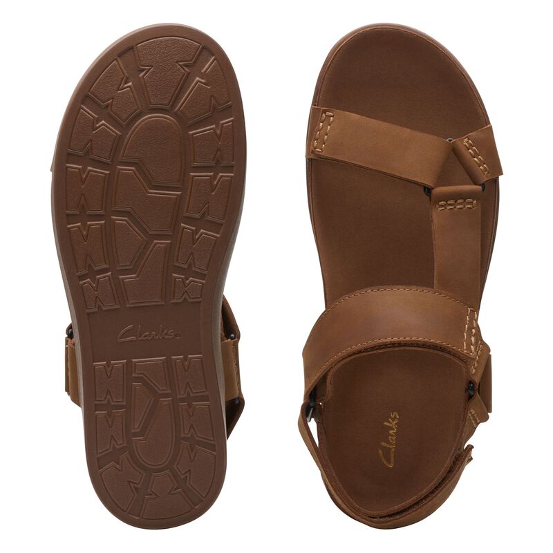Sandalias Con Tiras De La Marca Clarks Para Hombre Modelo Sunder Range Tan Leather En Color Marrón