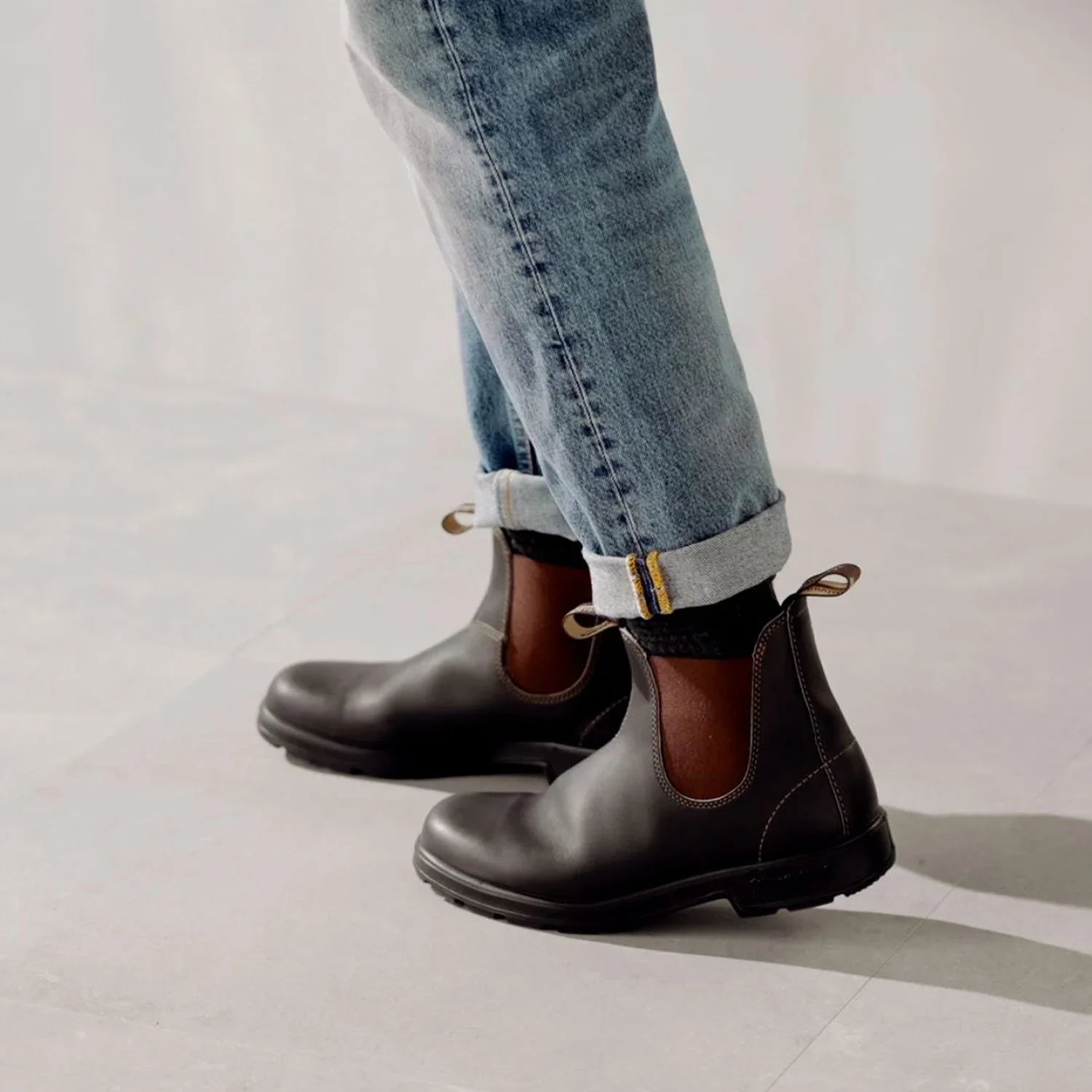 Stivaletti Chelsea da uomo Blundstone, modello 500 Stout Brown Leather, marrone