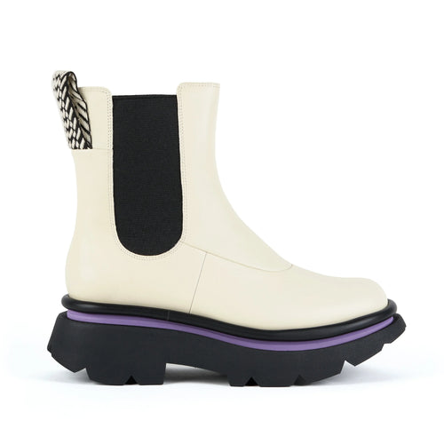 Botines Chelsea De La Marca 4Ccccees Para Mujer Modelo Crunch Chelsea IvoryEn Color Blanco