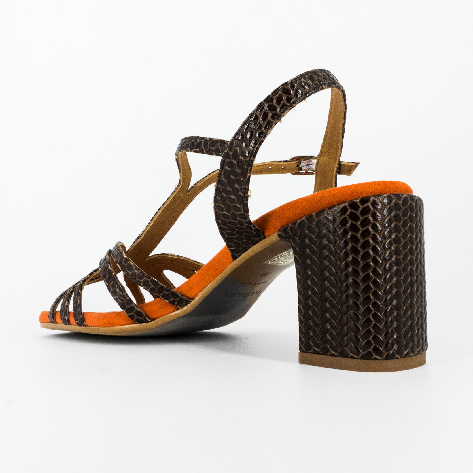 Sandalias De La Marca Audley Para Mujer Modelo Hallie: Tacón Crossed Sepia En Color Marrón