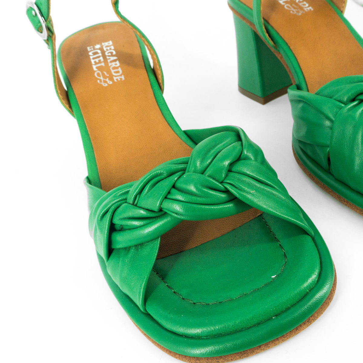 Sandalias De La Marca Regarde Le Ciel Para Mujer Modelo Perla-01 Garment Grass Dots En Color Verde