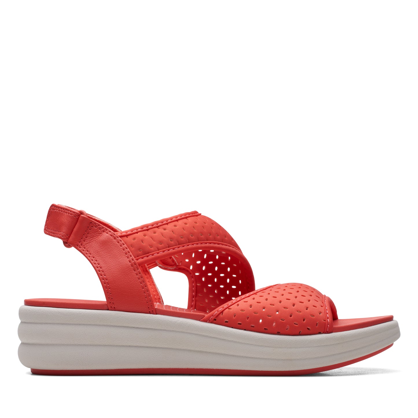 Zapato De Cuña De La Marca Clarks Para Mujer Modelo Drift Fern GrenadineEn Color Rojo
