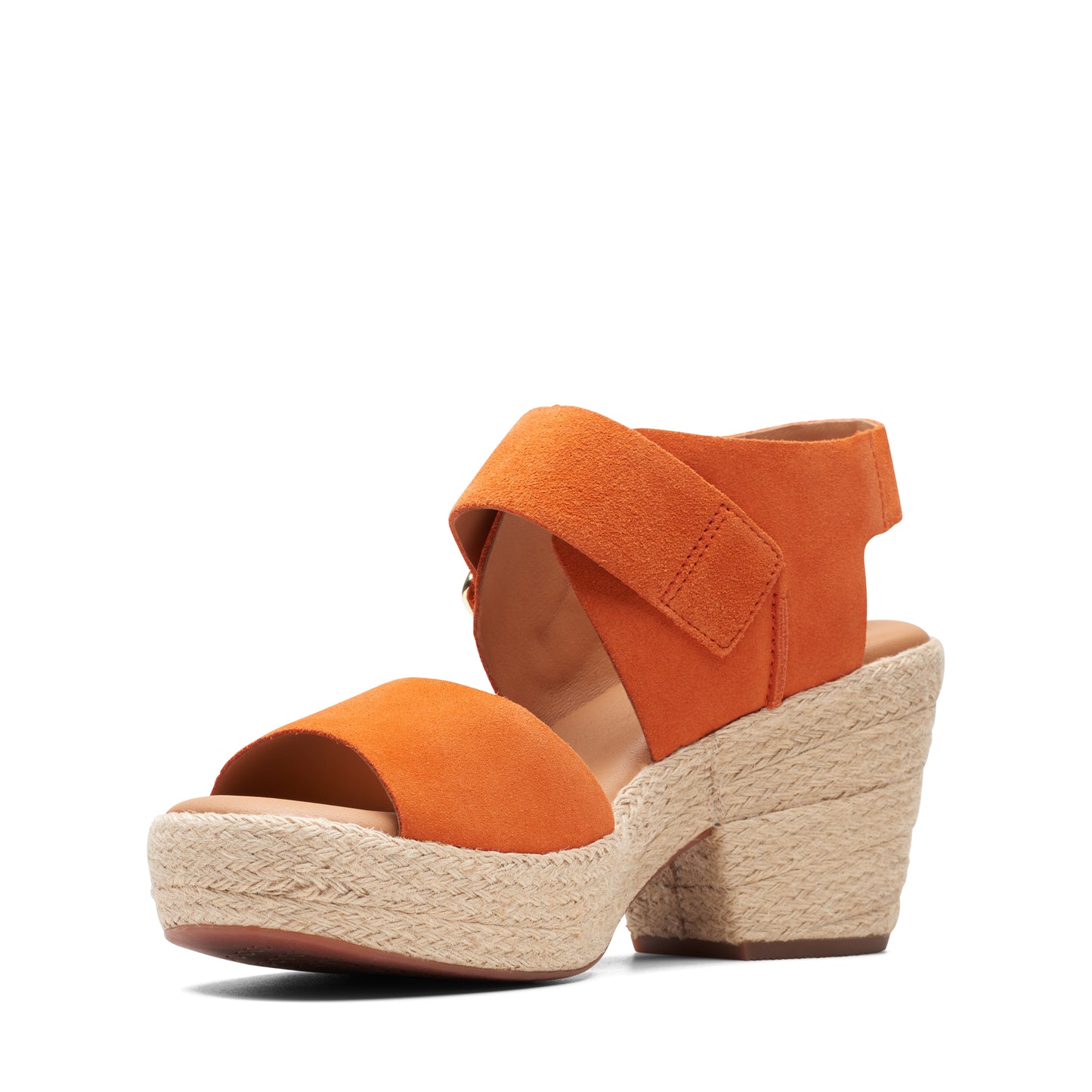 Zapato De Cuña De La Marca Clarks Para Mujer Modelo Kimmei Hi Strap Orange Suede En Color Naranja
