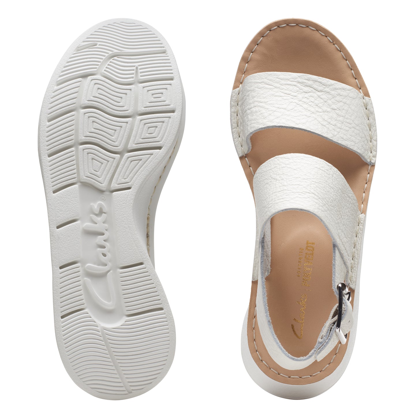 Zapato De Cuña De La Marca Clarks Para Mujer Modelo Velhill Strap Off White LeaEn Color Blanco