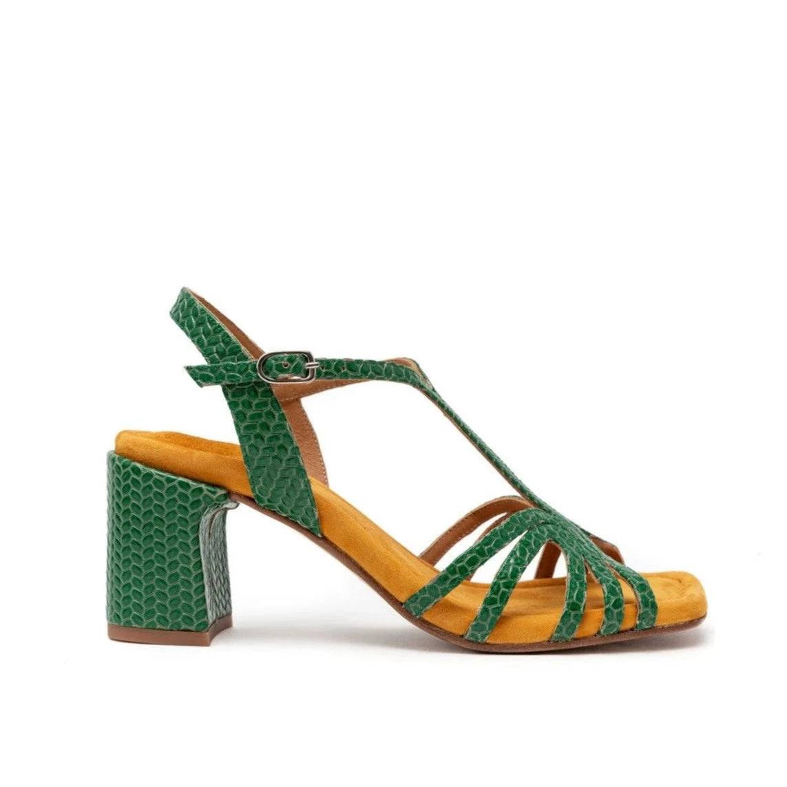 Sandalias De La Marca Audley Para Mujer Modelo Hallie: Tacón Crossed Palm En Color Verde