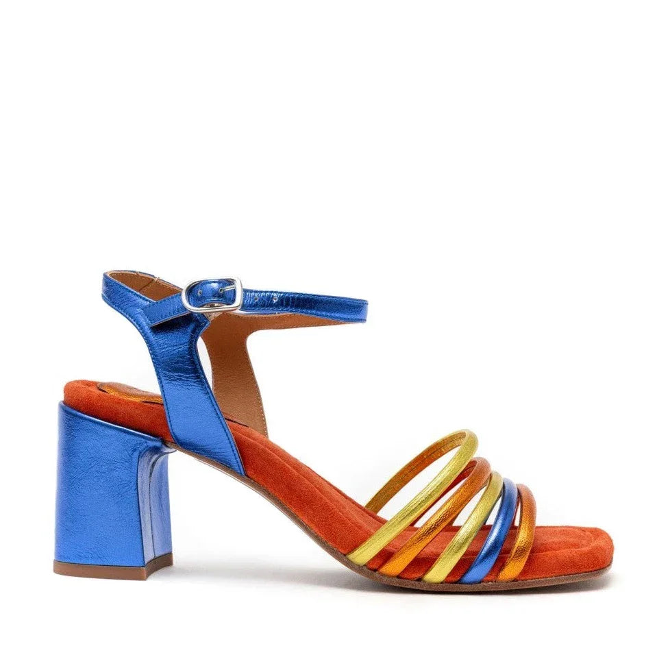 Sandalias De La Marca Audley Para Mujer Modelo Hedi: Tacón Galaxy Mate En Color Azul